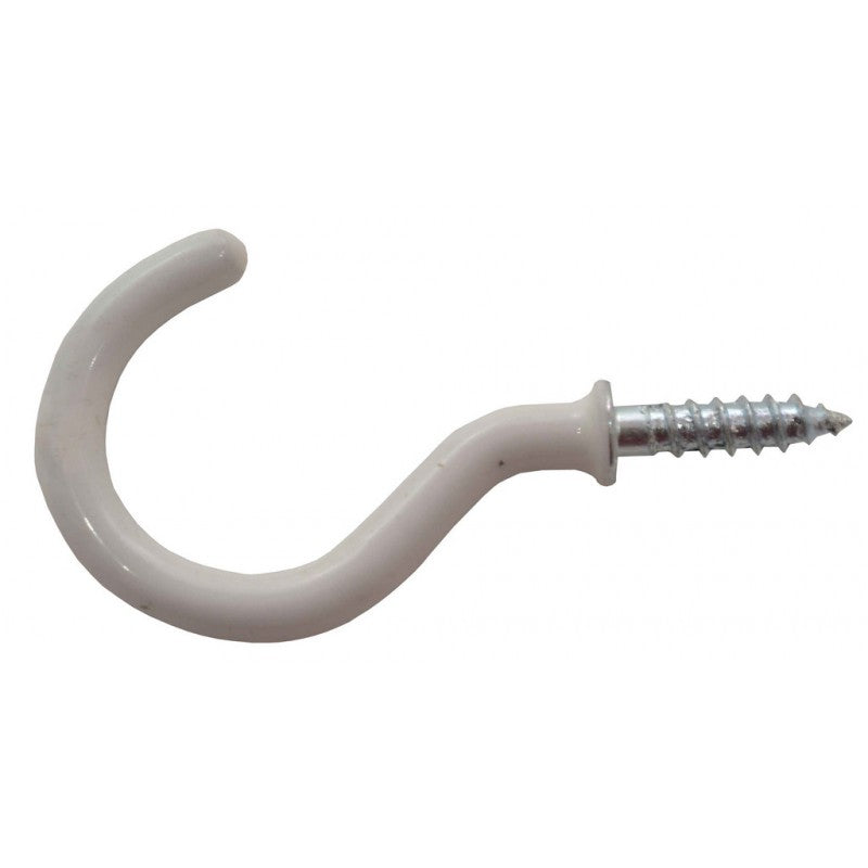 38Mm White Pvc Shouldered Cup Hook (Pack Of 3)
