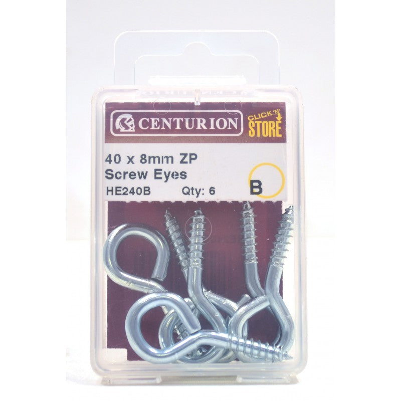 40 X 3.6Mm Zp Steel Screw Eyes (Pack Of 6)