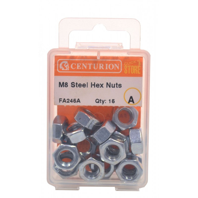M8 Zp Steel Hex Nuts (Pack Of 10)