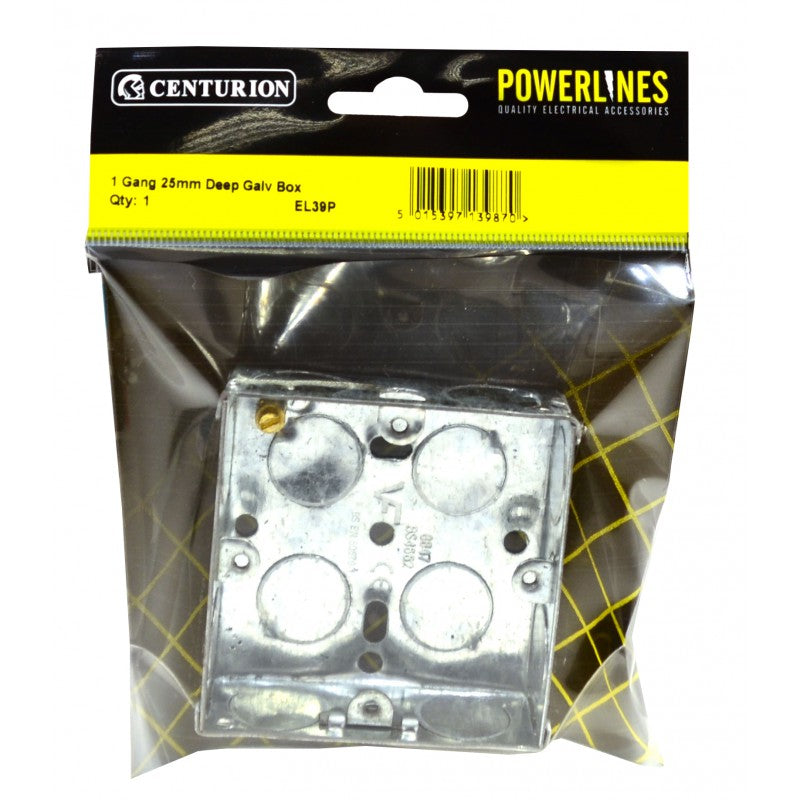 Galv Steel KO Box 25mm 1 gang