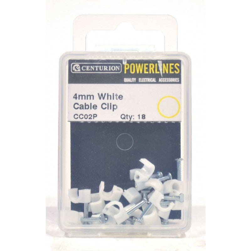 4Mm White Cable Clips (Pack Of 18)