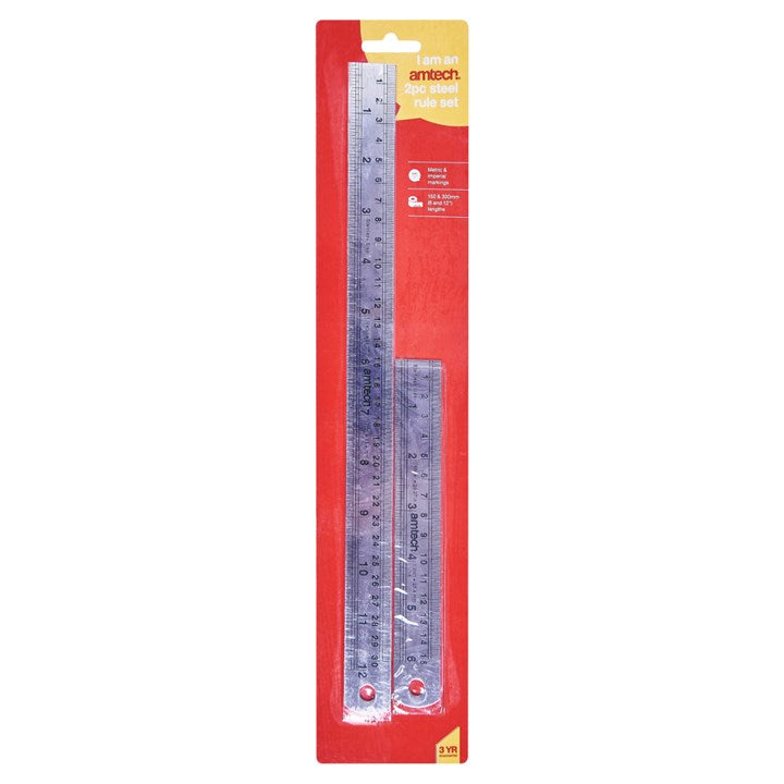 2Pc Steel Rule Set