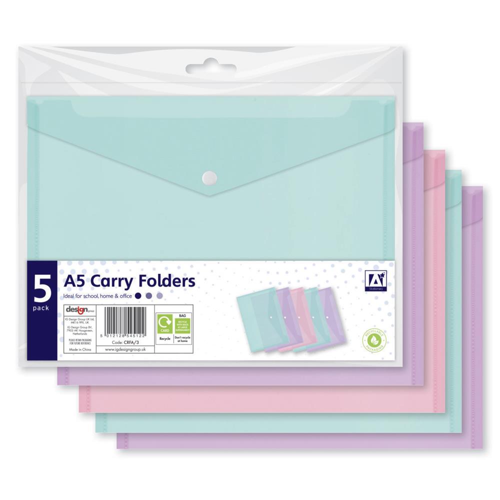5 A5 Carry Folders Pastel