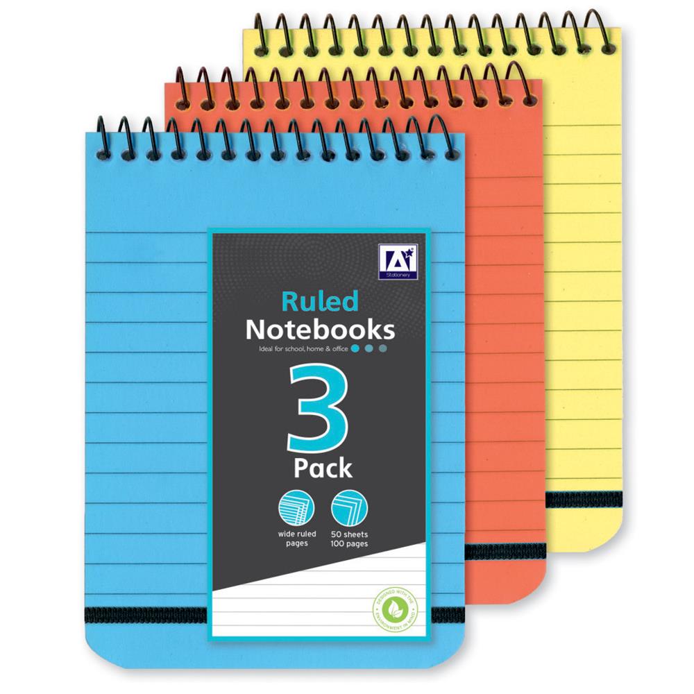 3 Pack Ruled Notepads Large