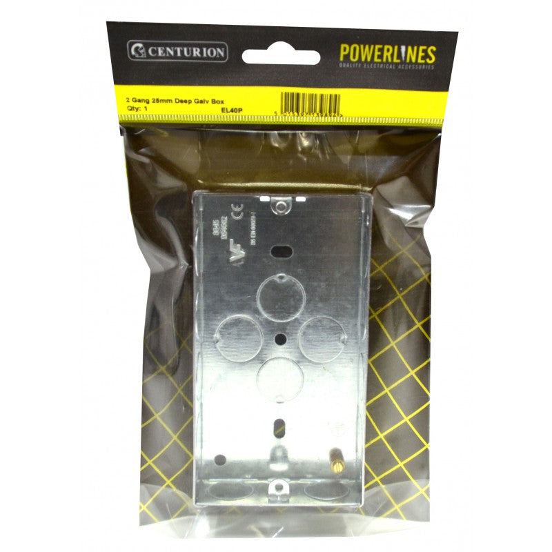 2 Gang 25mm deep galvanised steel box
