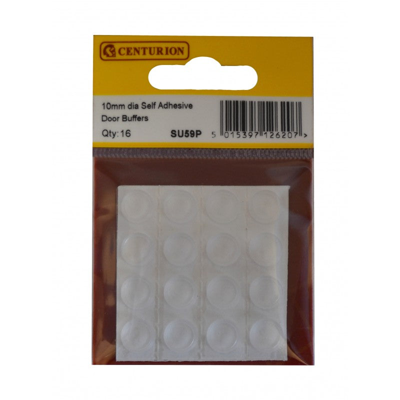10Mm Dia Self Adhesive Door Buffers (Pack Of 12)