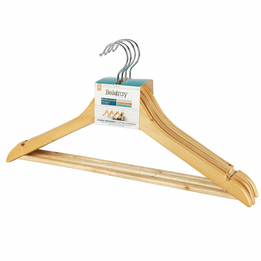 Beldray 4 Pack Wooden Hangers